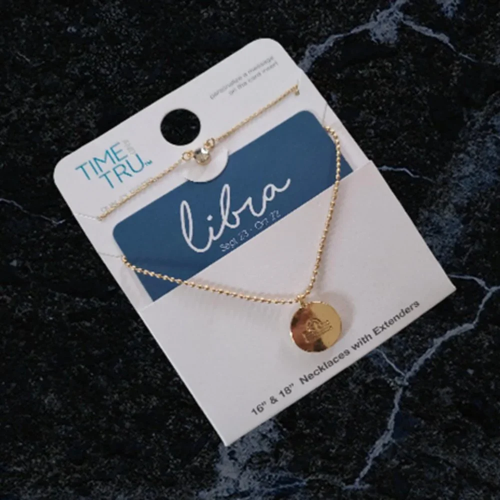 Libra Zodiac Pendant and crystal pendant Necklace 2 piece NEW style gift